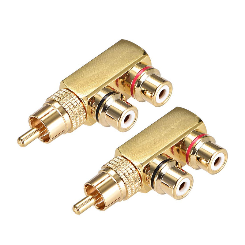  [AUSTRALIA] - uxcell RCA Male to 2 RCA Female Connector Stereo Video Splitter Adapter Coupler Gold-Plated Brass 2Pcs