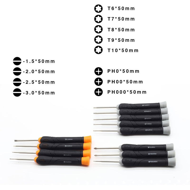  [AUSTRALIA] - Finder 12 in 1 Precision Torx Screwdriver Set with T6 T7 T8 T9 T10 Star Philip Slotted Magnetic Screwdrivers for Phone/Mac/Computer/Watch Repairing Industrial Level Chrome Vanadium Steel 12 Piece