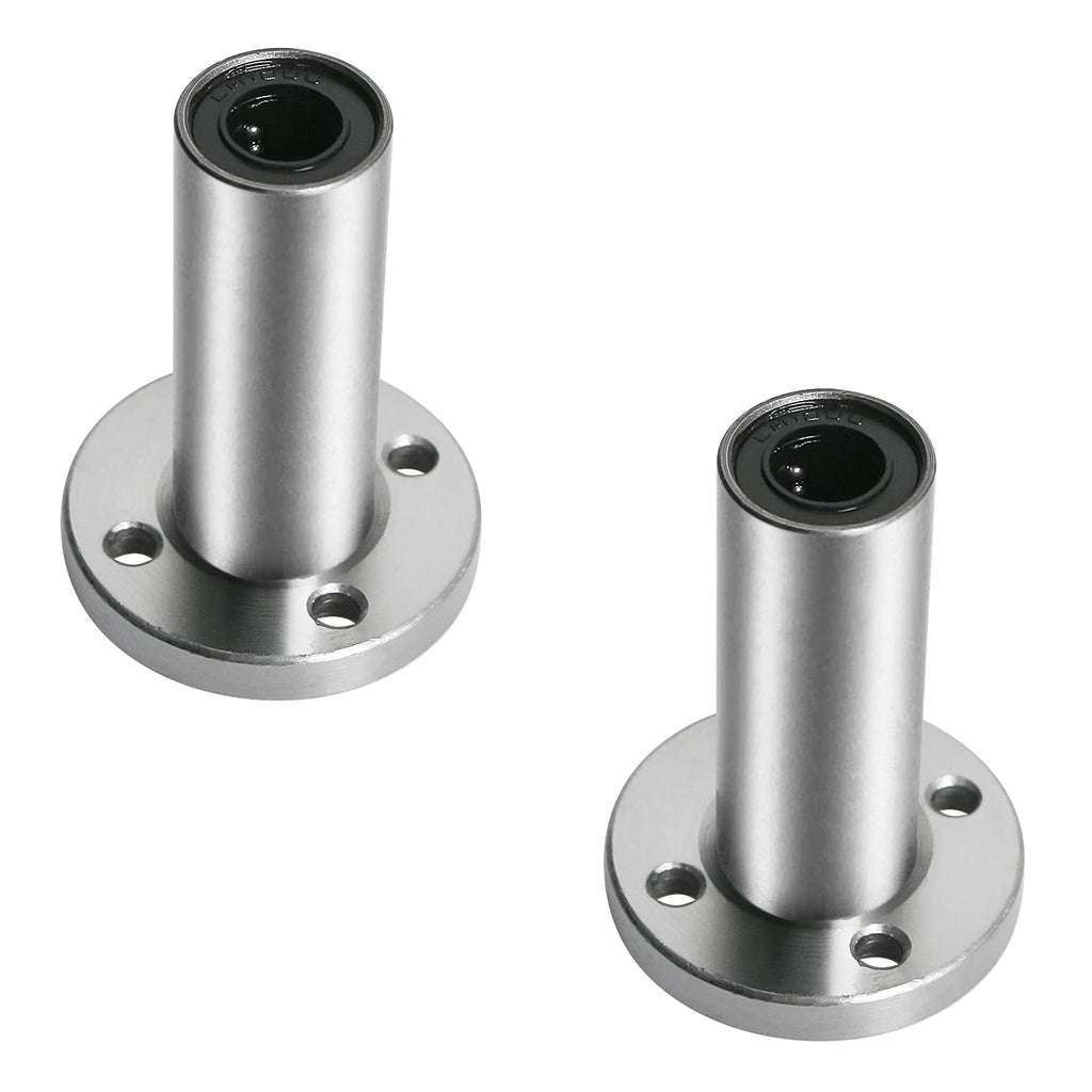  [AUSTRALIA] - Aopin LMF10LUU Linear Ball Bearing Round Flange, ID 10mm, OD 19mm Linear Motion Ball Bearings Sae52100 Carbon Steel, 4 Rows of Steel Balls, Great for CNC, 3D Printer, Linear Rail Guide 2 PCS