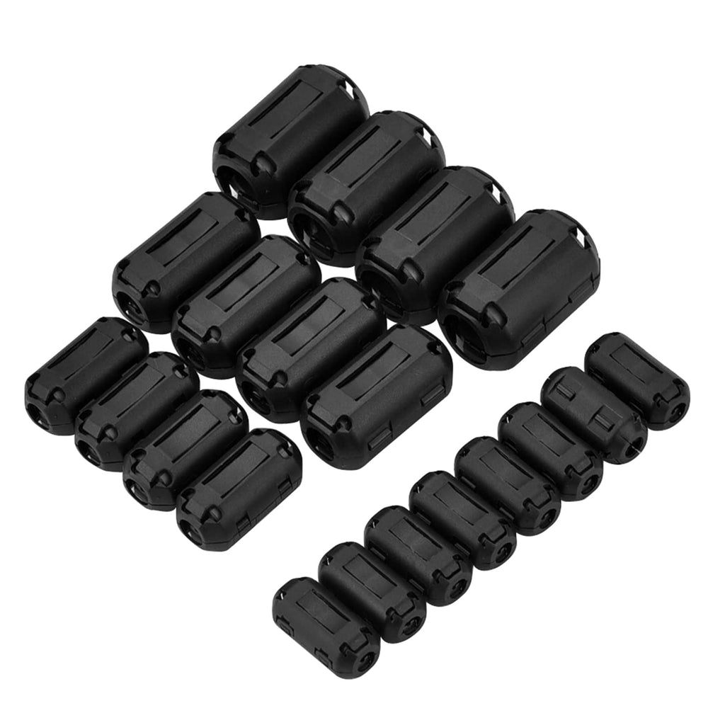  [AUSTRALIA] - Konohan 20 Pieces Ferrite Bead Clip on Ferrite Core Ferrite Noise Supressor Ferrite Rings RFI EMI Noise Filter Cable Clip for USB Video Data Cable, 0.11/0.19/0.27/0.35/0.51 Inch Inner Diameter, Black