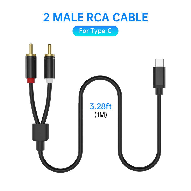  [AUSTRALIA] - USB C to 2 RCA Audio Cable, Yinker Type C to RCA Male to Male Y RCA Splitter, 2 RCA Jack USB C Audio Cable for Phone Laptop PC Speaker Amplifier(1m/3ft 2pack) USB C to 2 RCA Male 2 pack