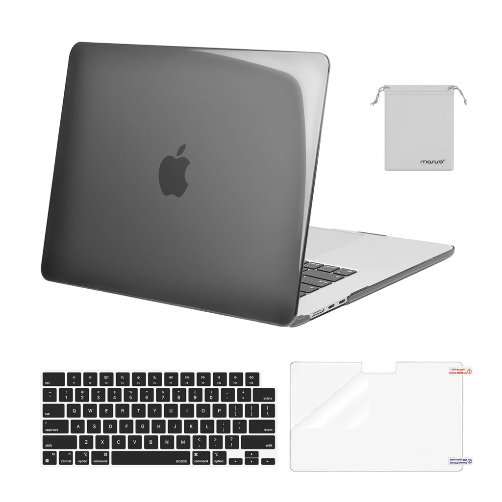  [AUSTRALIA] - MOSISO Compatible with MacBook Air 15 inch Case 2023 Release A2941 M2 Chip with Liquid Retina Display Touch ID, Plastic Hard Shell&Keyboard Cover&Screen Protector&Storage Bag, Smoke Black