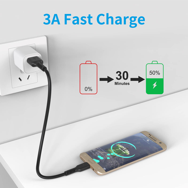 [AUSTRALIA] - Short Micro USB Cable 1ft [5 Pack] USB 2.0 Micro USB Charging Cable Android Charger Cord for Samsung Galaxy S7 Edge S6 J7 Note 5 LG Kindle Sony PS4 TV Stick Smartphones (Black) 1 Feet Black