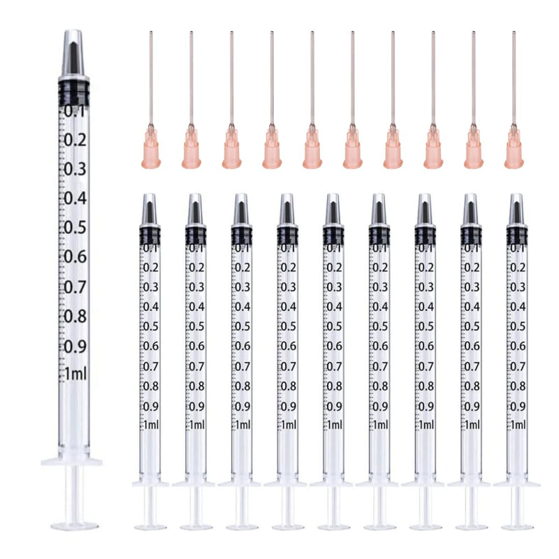  [AUSTRALIA] - 10 pieces x 1ml syringe & 10 x cannula syringe set with blunt needles, various sizes: 1 ml, 3 ml, 5 ml, 10 ml, 20 ml, 30 ml, 60 ml, for hobby and DIY enthusiasts, individually sterile packed 10 x 1ml syringe & 10 x cannula