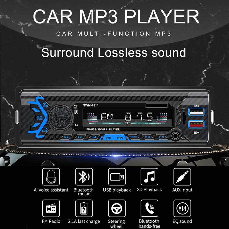  [AUSTRALIA] - Single Din Car Stereo with Voice Control, FM Radio System,Bluetooth Handfree Calling,Daul USB Fast Charging,Mp3 Player