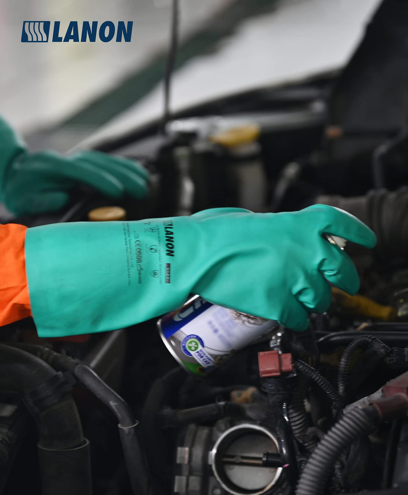 [AUSTRALIA] - LANON 3 Pairs Nitrile Chemical Resistant Gloves, Reusable Heavy Duty Safety Work Gloves, Acid, Alkali & Oil Protection, Non-Slip, Large L/9