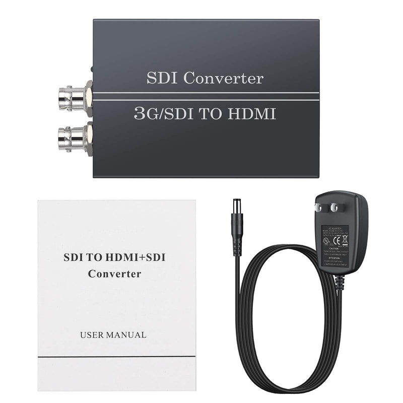  [AUSTRALIA] - eSynic SDI to HDMI, SDI to SDI, SDI to HDMI Converter Adapter with 5V Power Adapter Support SDI Loop Out 3G-SDI/HD-SDI/SD-SDI to Full HD 1080P HDMI and SDI Audio Video Converter for SDI Camera DVR TV