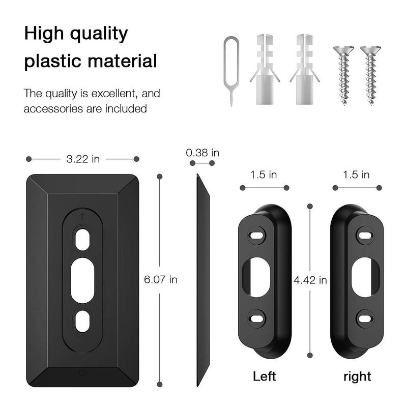  [AUSTRALIA] - Koroao Wall Plate Come with L35°/R35 ° Wedge for Nest Hello, Compatible with Nest Hello Doorbell, Plastic Material Adjustment Mounting Wall Plate Wedge Kit (Black)