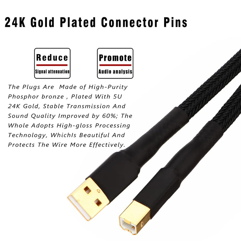  [AUSTRALIA] - Monosaudio 4N 99.998% OFC Copper USB Cable,1.6ft Type A Male to Type B Male HiFi Data Transfer Cable,USB 2.0 Cables with Gold-Plated connectors for DAC USB Cable (0.5M) 0.5M