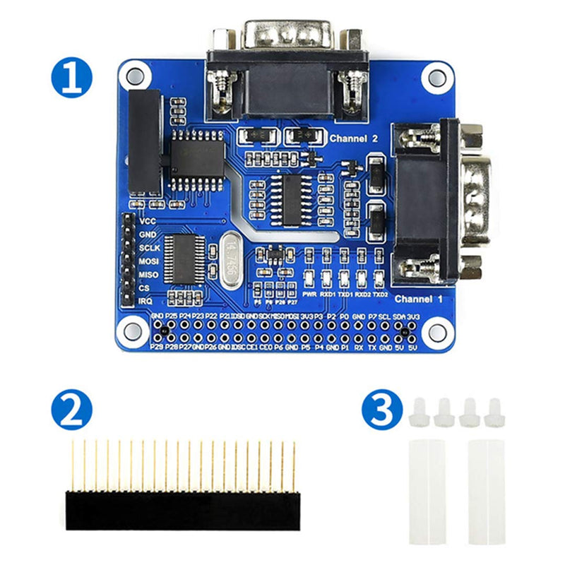  [AUSTRALIA] - 2-Channel Isolated RS232 Expansion HAT for Raspberry Pi 4B/3B+/3B/2B/B+/A+/Zero/Zero W, SC16IS752+SP3232 Dual Chip Convert SPI to RS232 Data Rate up to 921600bps Embed Multi Protection Circuits