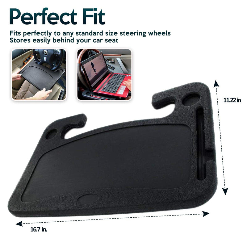  [AUSTRALIA] - Zone Tech Multi-Functional Portable Car Laptop and Food Steering Wheel Tray - Black Table/Car Vehicle Seat Portable Mount Tray Laptop Notebook Table Eating Desk