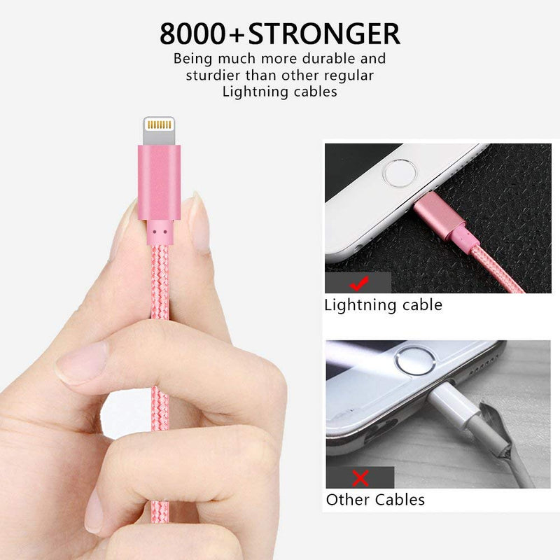  [AUSTRALIA] - 4Pack(3ft 6ft 6ft 10ft) iPhone Lightning Cable Apple Certified Braided Nylon Fast Charger Cable Compatible iPhone Max XS XR 8 Plus 7 Plus 6s 5s 5c Air iPad Mini iPod Pink