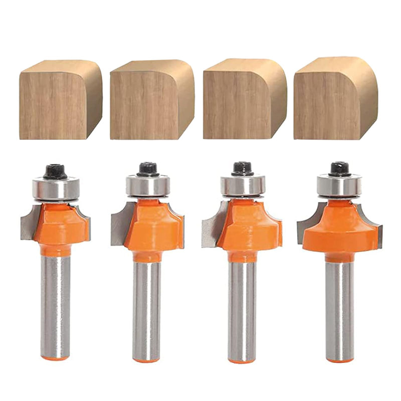  [AUSTRALIA] - AKYLIN rounding cutter 8 mm shank, 4 pieces round over cutter bits radius 3-4-5-6, edge cutter set with ball bearings, round edge cutter, wood cutter tool, woodworking set, 4-piece rounding cutter set