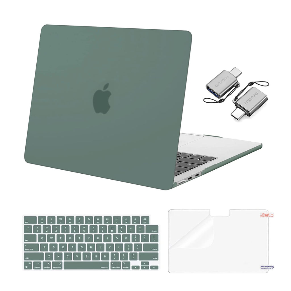  [AUSTRALIA] - MOSISO Compatible with MacBook Air 13.6 inch Case 2022 Release A2681 M2 Chip with Liquid Retina Display Touch ID, Plastic Hard Case&Keyboard Skin&Screen Protector&Type C Adapter 2 Pack, Emerald Green