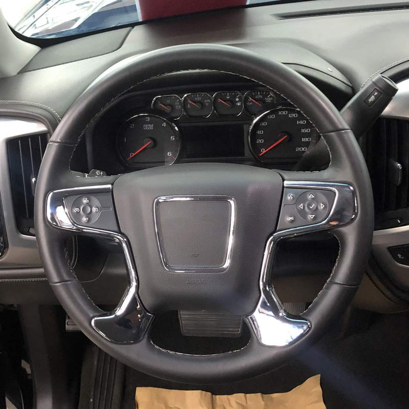  [AUSTRALIA] - Chrome steering wheel cover trims moulding for GMC sierra 2014-2018