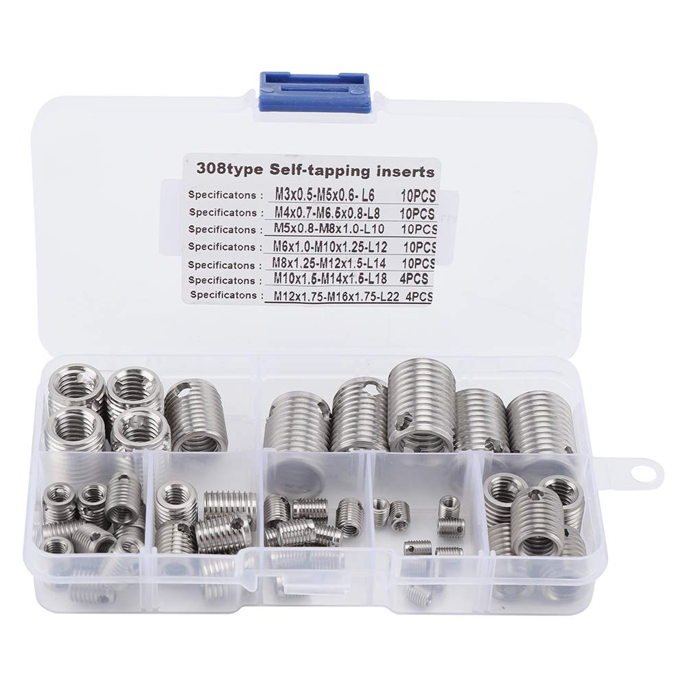  [AUSTRALIA] - 58Pcs 308 Stainless Steel Inner Thread Self Tapping Thread Inserts Set Thread Reinforce Repair Tool