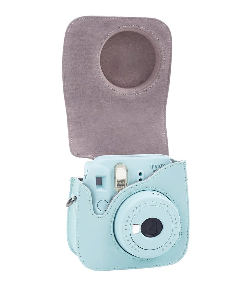  [AUSTRALIA] - Phetium ICE Blue Protective Case Compatible with Fujifilm Instax Mini 9 Mini 8 Mini 8+, Soft PU Leather Bag with Pocket and Removable Shoulder Strap(Ice Blue)