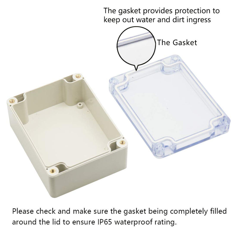  [AUSTRALIA] - Zulkit Junction Box ABS Plastic Dustproof Waterproof IP65 Universal Electrical Boxes Project Enclosure Grey with Clear Cover 4.5 x 3.5 x 2.2 inch (115 x 90 x 55mm) 4.5"x3.5"x2.2"