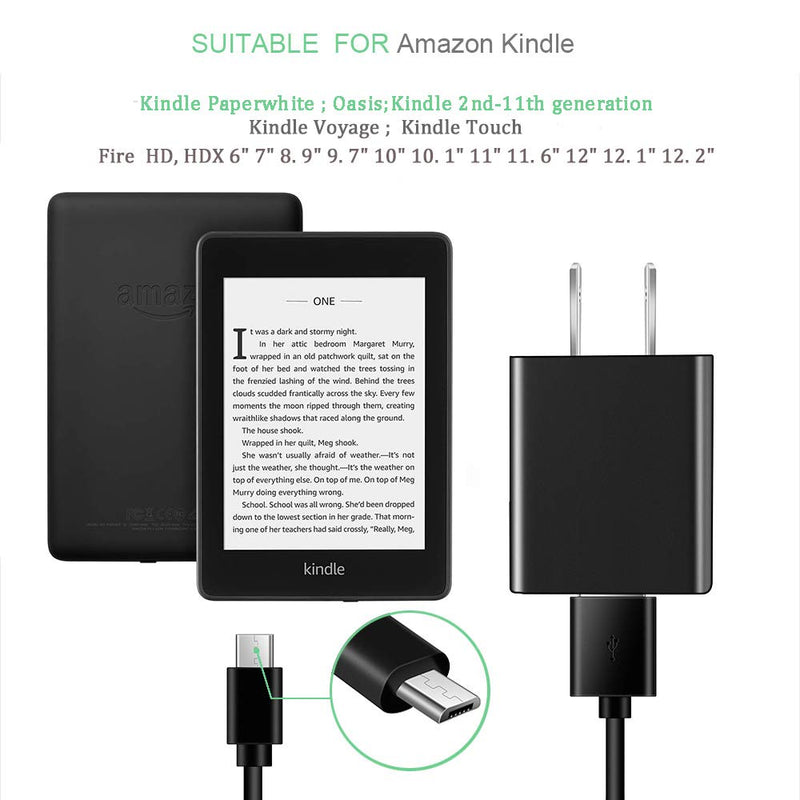  [AUSTRALIA] - E-Reader Charger, AC Power Supply Charger for Kindle E-Reader Paperwhite 3 4 Oasis E-Reader Voyage E-Reader with 5FT Charging Cable,Micro USB Port 1Pack