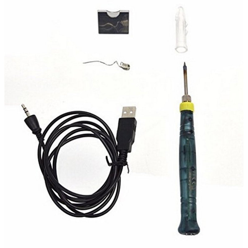  [AUSTRALIA] - Gouptec Hot Portable Electronic Tools USB Power Soldering Iron Long Life Tip + Touch Switch Protective Cap DC DIY Soldering Jobs 5V 8W with Stand Tool Kit