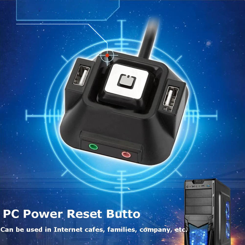  [AUSTRALIA] - Desktop PC Switch Button with Dual USB Ports Power Reset Button Audio Microphone Port Refit, Desktop Computer Case Motherboard Power Supply Reset HDD Button Switch PC Power Switch for Families/Company