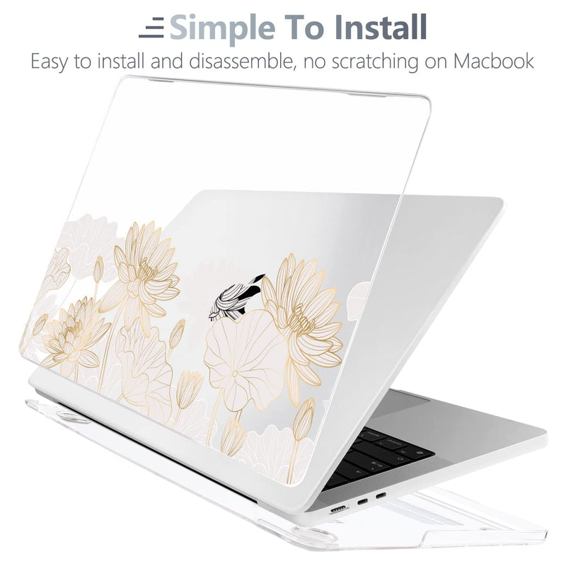  [AUSTRALIA] - Batianda for New MacBook Air 13.6 inch Case with M2 Chip 2022 Release Model A2681, Designed Protective Plastic Hardshell & Keyboard Cover & Screen Protector, Gold Lotus