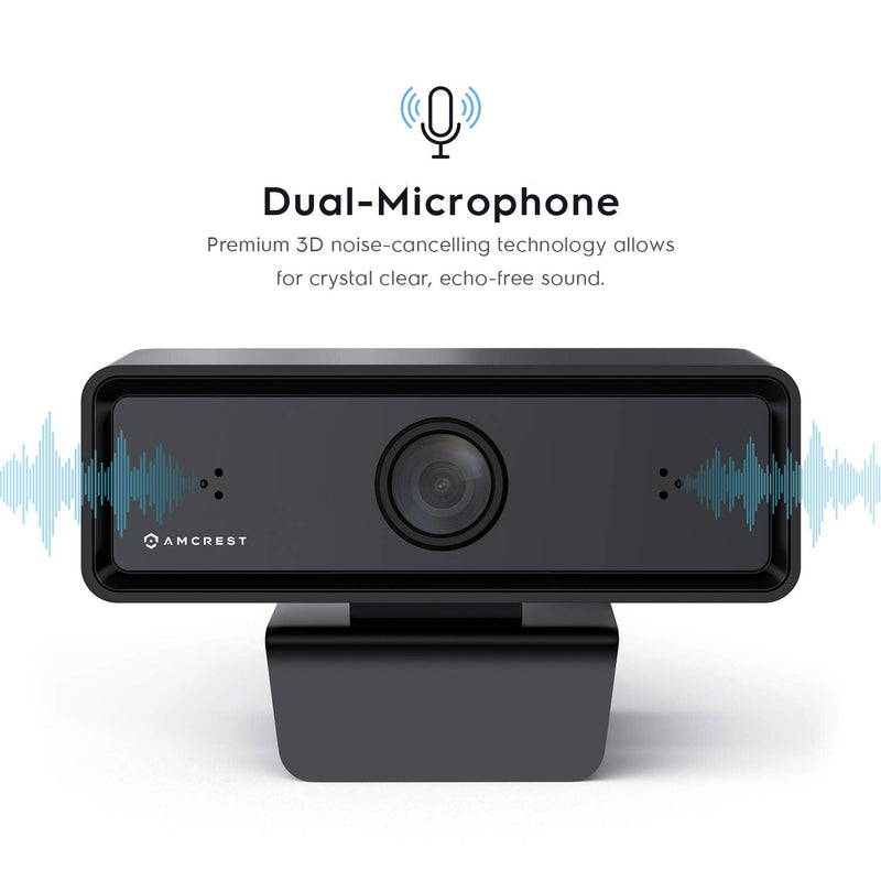  [AUSTRALIA] - Amcrest 1080P Webcam with Microphone for Desktop (Business Grade Dual-Mic) 2021 Updated Web Cam Computer Camera Streaming HD USB Web Camera for Laptop & PC Wide Angle Lens Superior Low Light (AWC2198)