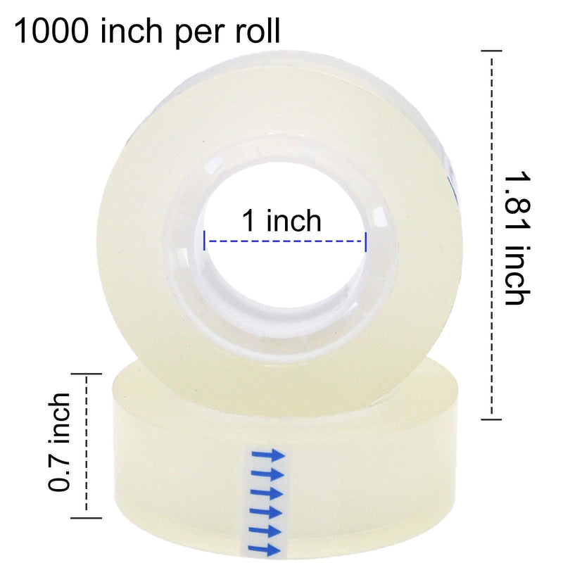  [AUSTRALIA] - 6 Rolls Transparent Tape Refills, Clear Tape, All-Purpose Transparent Glossy Tape for Office, Home, School
