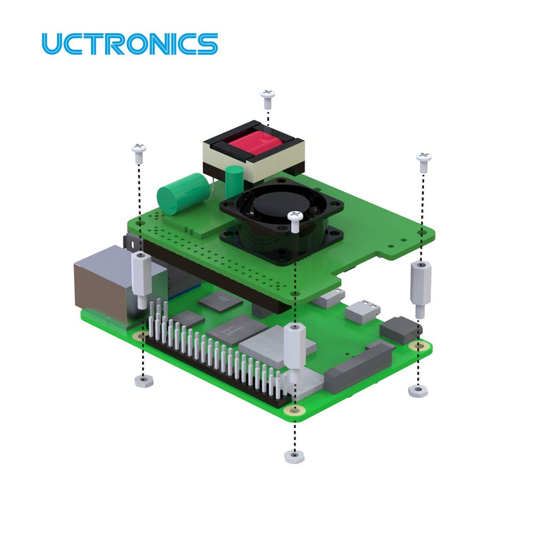  [AUSTRALIA] - UCTRONICS PoE HAT for Raspberry Pi 4 Model B and Pi 3 Model B+, 802.3at Power Over Ethernet Expansion Board with Cooling Fan