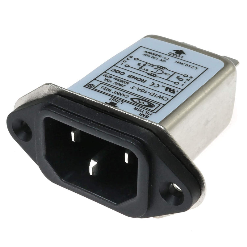  [AUSTRALIA] - E-Outstanding AC 250V 10A IEC 320 C14 Male Plug 3 Pins Black PCB Panel Power Socket Connector EMI Filter