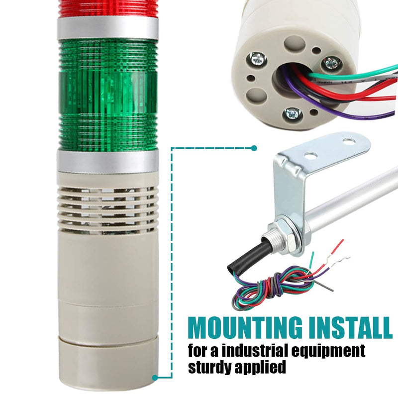  [AUSTRALIA] - LUBAN Industrial Signal Light Tower, Column LED Alarm Tower Lamp Light Flash Indicator, 1-Layer Stack LED Warning Light with Buzzer for Safety (110V/Steady ON Light) 110V without Buzzer