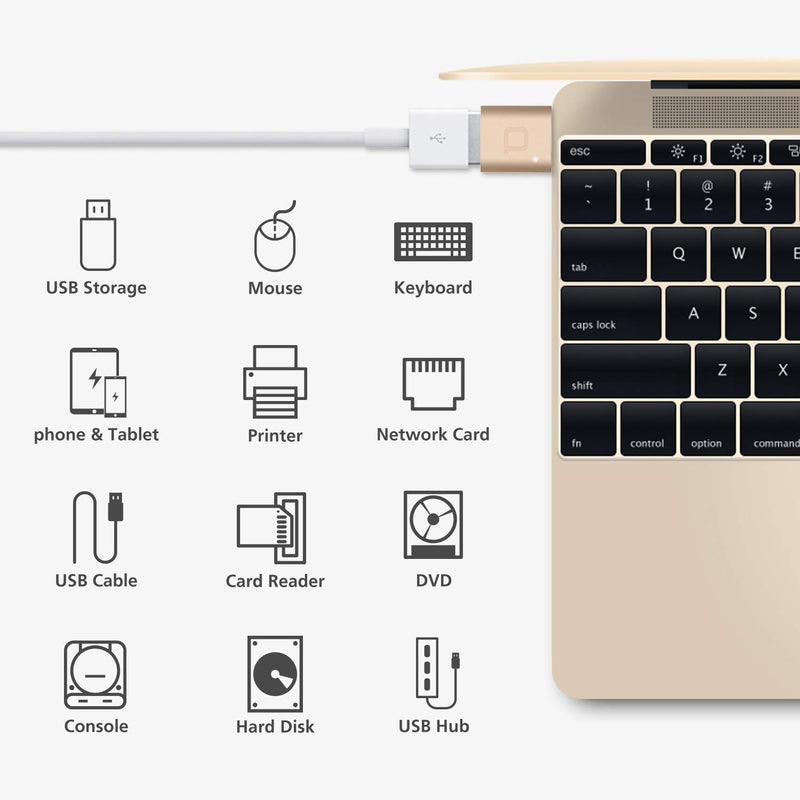  [AUSTRALIA] - nonda USB C to USB Adapter,USB-C to USB 3.0 Adapter,USB Type-C to USB, Thunderbolt 3 to USB Female Adapter OTG for Type-C Devices Gold