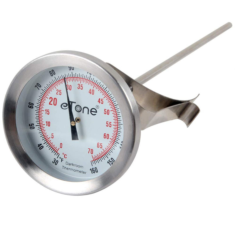  [AUSTRALIA] - Darkroom Dial Thermometer Stainless Steel with Wall Clip Battery-Free Film Processing Equipment (Metal)