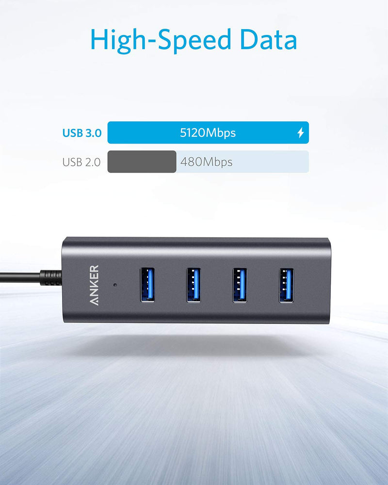  [AUSTRALIA] - Anker USB C Hub, Aluminum USB C Adapter with 4 USB 3.0 Ports, for MacBook Pro 2018/2017, ChromeBook, XPS, Galaxy S9/S8, and More