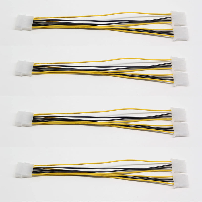  [AUSTRALIA] - XIWU (4 Pack) Molex 4Pin Power Supply Y Splitter Cable 2 Female to 1 Male Internal Power Extension Cable