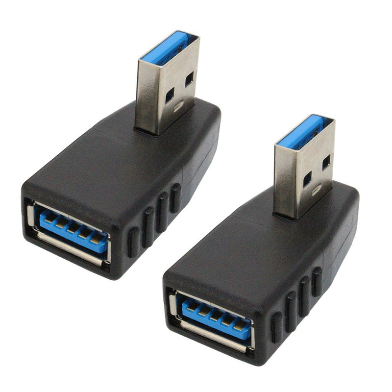 LiuTian USB 3.0 Male to Female 90° Adapter Coupler Connector Plug Left Angle and Right Angle Adapter,Black 2Pack Vertical Angled A Male to A Female Black - LeoForward Australia
