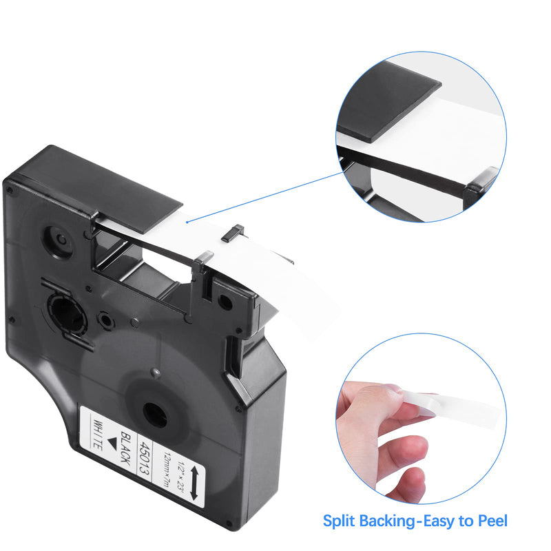  [AUSTRALIA] - Filery 5-Pack Label Maker Tape for DYMO D1 Labels Tape 45013 S0720530 Refill, Compatible Label Tape Replacement, Black on White, 1/2 inch x 23’ for DYMO LabelManager 160 210D 280 360D Label Maker