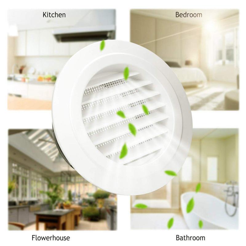  [AUSTRALIA] - 6 Inch Round Air Vent, HG Power ABS Louver Grille Cover Soffit Vent with Built-in Screen Mesh for Bathroom Office Kitchen Ventilation White 6 Inch