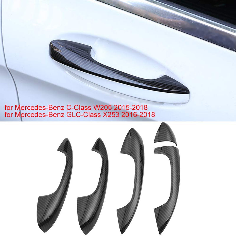 Qiilu Door Handle Covers Carbon Fiber Exterior Door Bowl Cover Trim for Mercedes-Benz C-Class W205 2015-2018 GLC X253 2016-2018 - LeoForward Australia