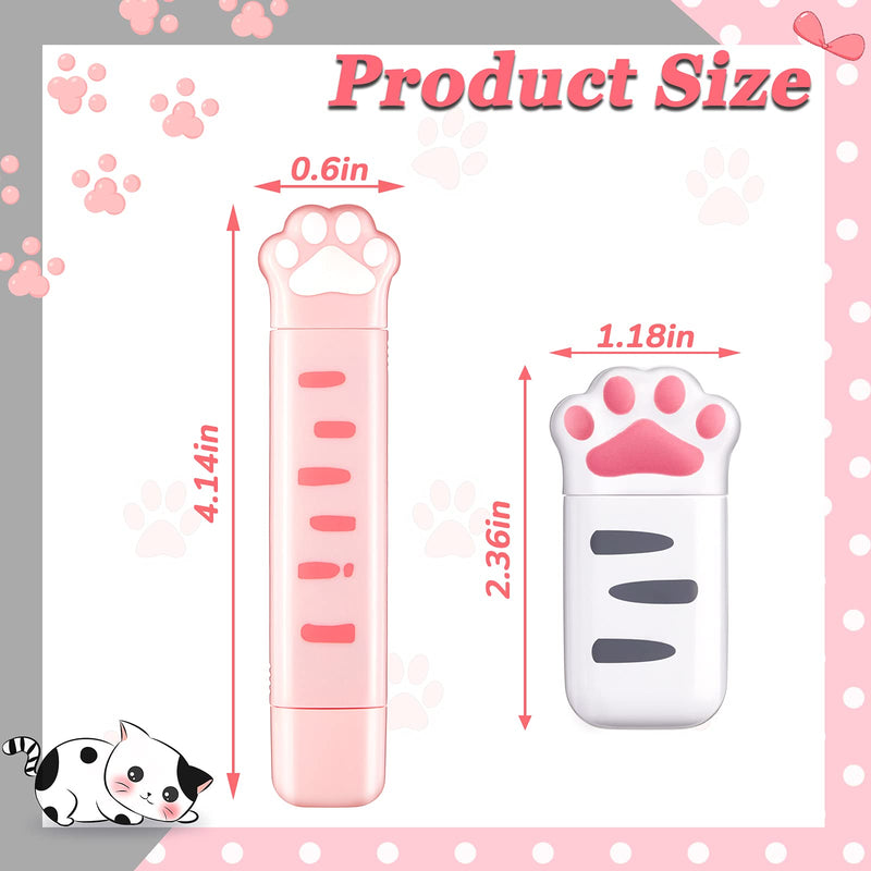  [AUSTRALIA] - 6 Pieces Cartoon Correction Tapes Includes 3 Cartoon Cat Paw Shaped Dual Tips Correction 3 Cat's Paw Shape White Correction Tape for Kids Students Office School Supplies