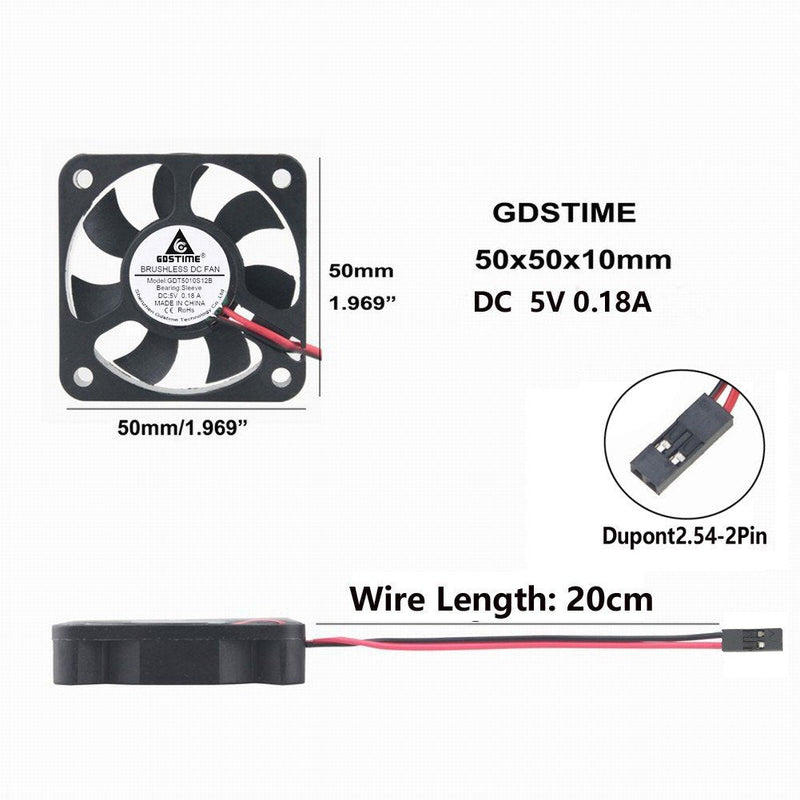  [AUSTRALIA] - GDSTIME 5Volt 50x10mm 50mm 2 Inch Dupont Connector Small Brushless Dc Cooling Fan