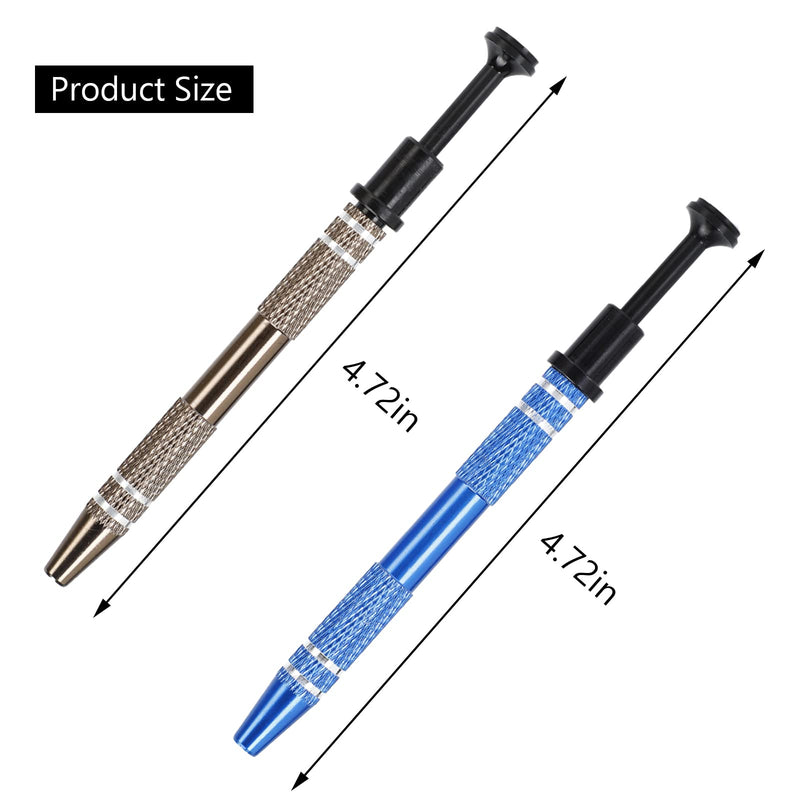  [AUSTRALIA] - 4 Pieces Stainless Steel 4-Claw Pick up Tool, IC Chip Metal Grabber Claw Pickup, 4 Prongs Grabber for Electronic Components, Diamond Claw, Pearl Gem Tweezers(Blue,Brown)