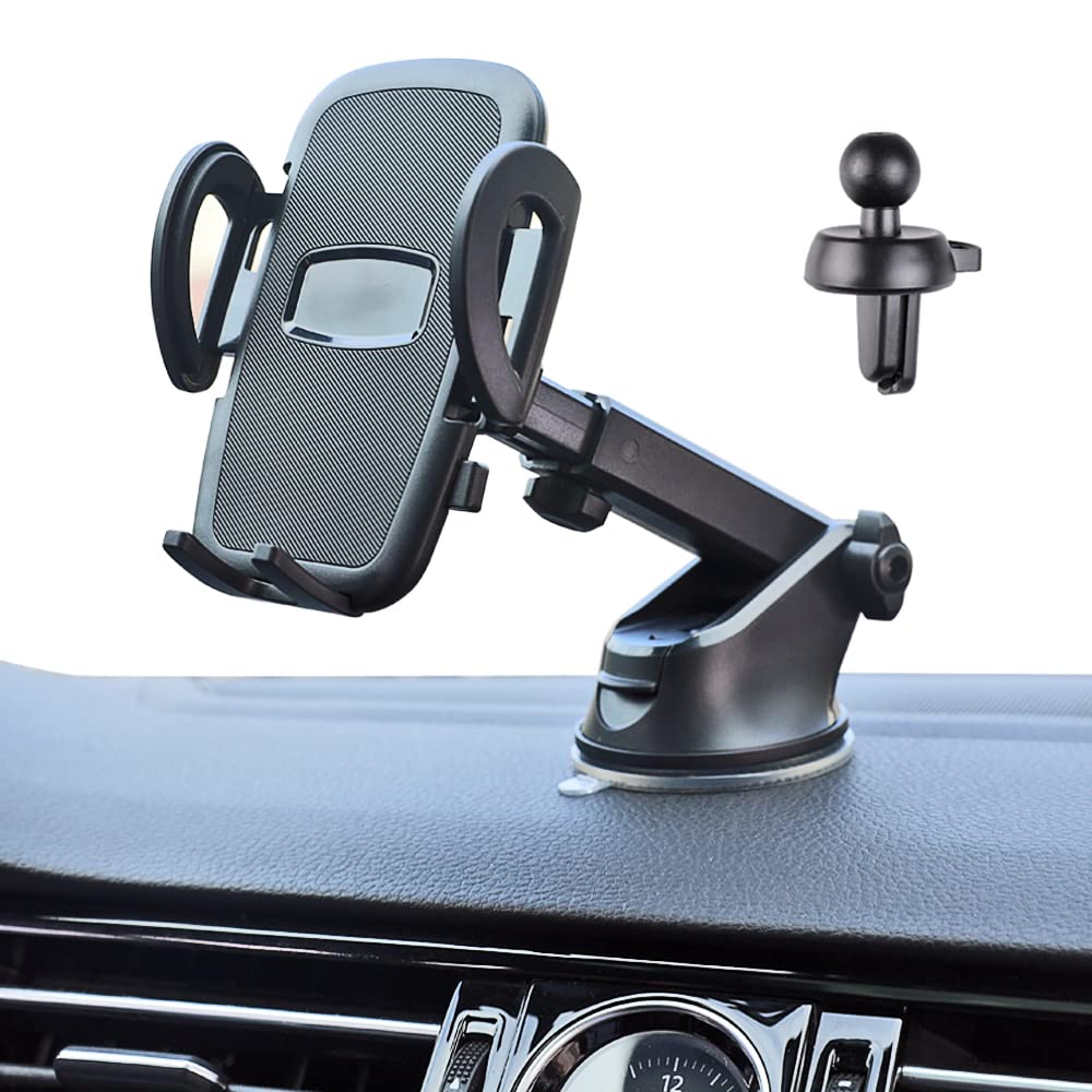  [AUSTRALIA] - Banseko Car Phone Holder Mount, Universal Cell Phone Holder for Car Dashboard,Auto Windshield,Car A/C Air Vent,with Adjustable Long Arm and Powerful Suction Cup