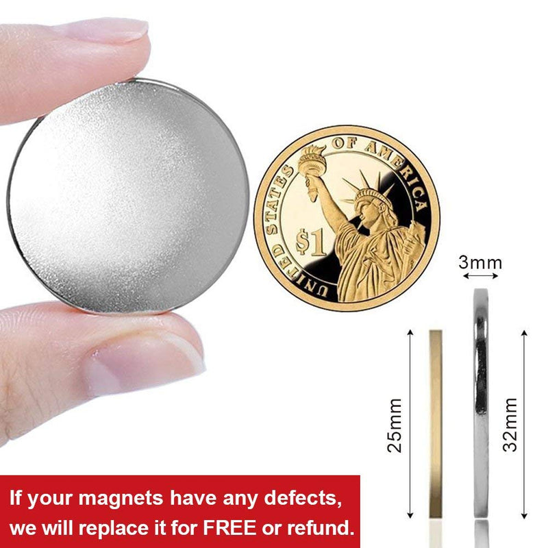  [AUSTRALIA] - LOVIMAG Super Strong Neodymium Disc Magnets, Powerful Rare Earth Magnets with Double-Sided Adhesive for Fridge, DIY, Building, Scientific, Craft, and Office Magnets - 1.26 inch x 1/8 inch, Pack of 12 E-32x3-Silver-12p