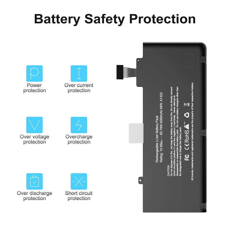  [AUSTRALIA] - A1278 A1322 Battery POWERWOO Battery for MacBook Pro 13 Inch 2009 2010 2011 2012 with 6000mAh Newer Tech [ 10.95V /65.7Wh]
