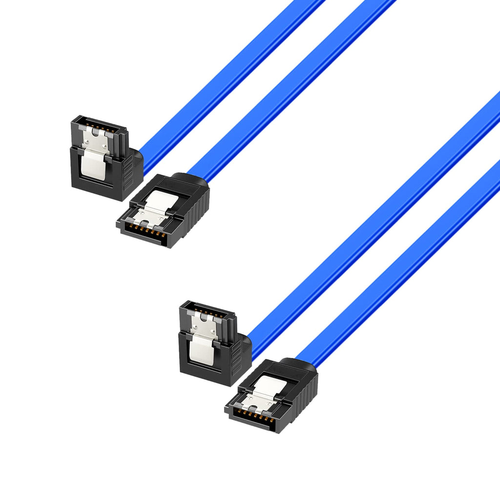  [AUSTRALIA] - 2-Pack 90 Degree Right Angle SATA Cable 18-Inches (6.0 Gbps SATA III Cable, SATA Cable for SSD, SATA SSD Cable, CD Driver Cable, CD Writer, SATA 3 Cables) Blue (18 in, Blue, 2) 18 in