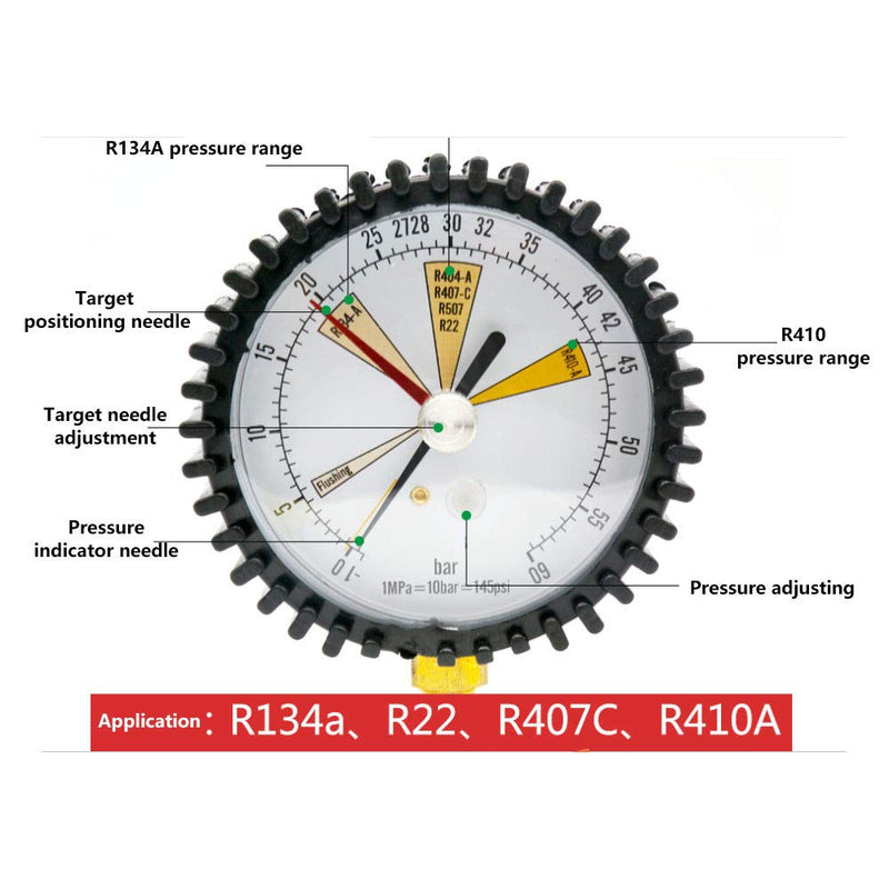  [AUSTRALIA] - Pressure Gauge - Air Conditioning Refrigeration Nitrogen Pressure Tester Pressure Test Chart Steel Gas Pressure Tester Assembly