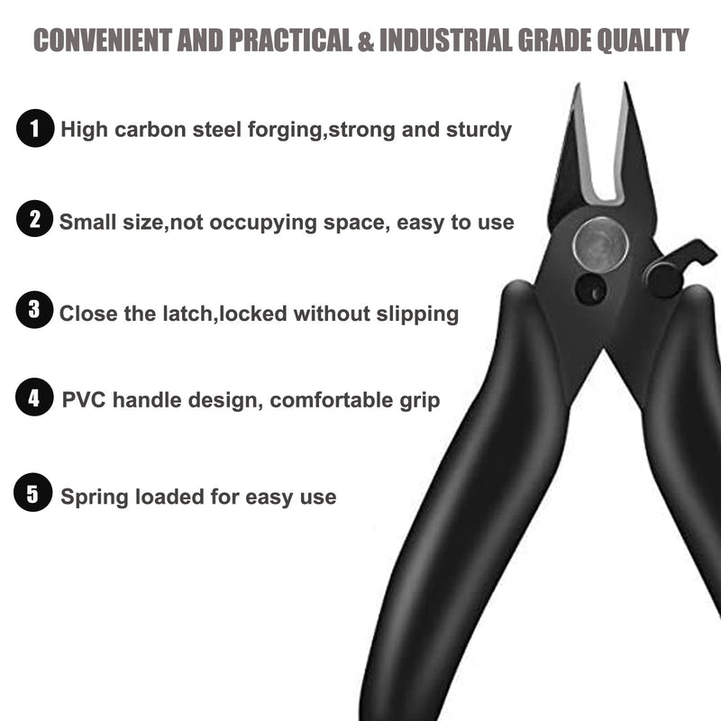  [AUSTRALIA] - BOENFU 3.5 Inch Micro Cutter with Lock Jewelry Small Snips Soft Wire Cutter Mini Flush Cutting Pliers Diagonal Cutting Pliers Small Cutting Side Snips Pliers Multi-function Manual Tool 3.5 inches Black