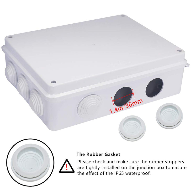  [AUSTRALIA] - Zulkit Junction Box ABS Plastic Dustproof Waterproof IP65 Universal Electrical Boxes Project Enclosure White 10 x 7.9 x 3.1 inch (255 x 200 x 80mm) 10" x 7.9" x 3.1" With Holes