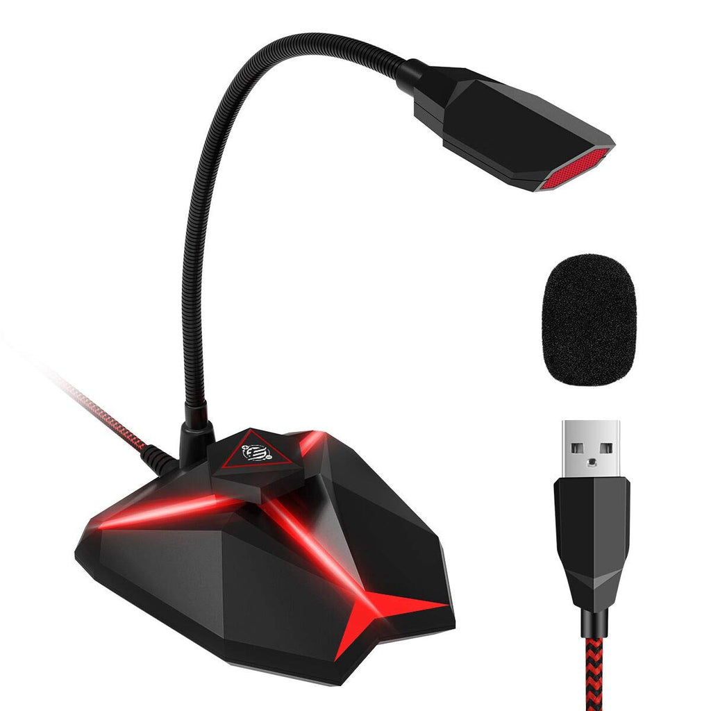  [AUSTRALIA] - USB Desktop Microphone with Mute Button, EIVOTOR Plug＆Play Computer Microphone with Volume Control Condenser Mic 360 Gooseneck Design Compatible with Mac/Windows for Recording, YouTube, Streaming Red-Upgrade